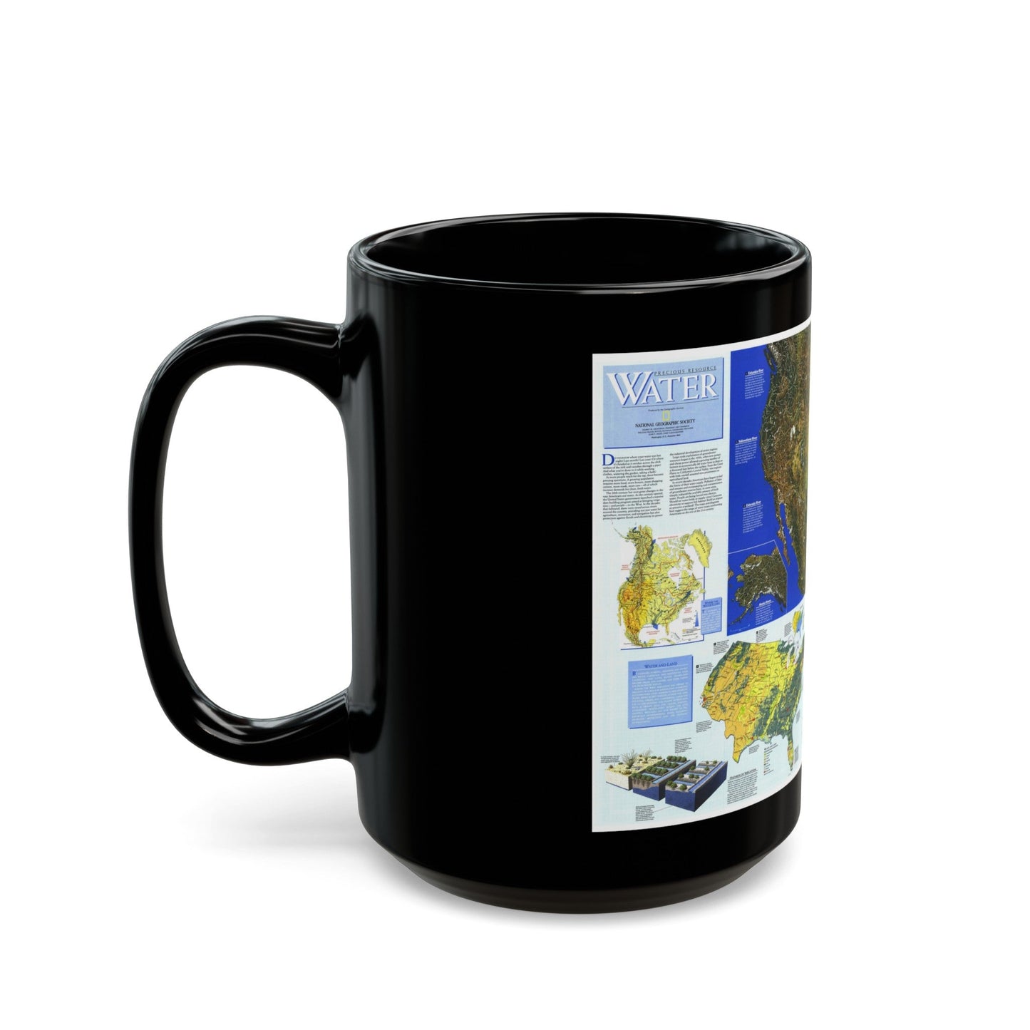 North America - Water- Precious Resource (1993) (Map) Black Coffee Mug-The Sticker Space