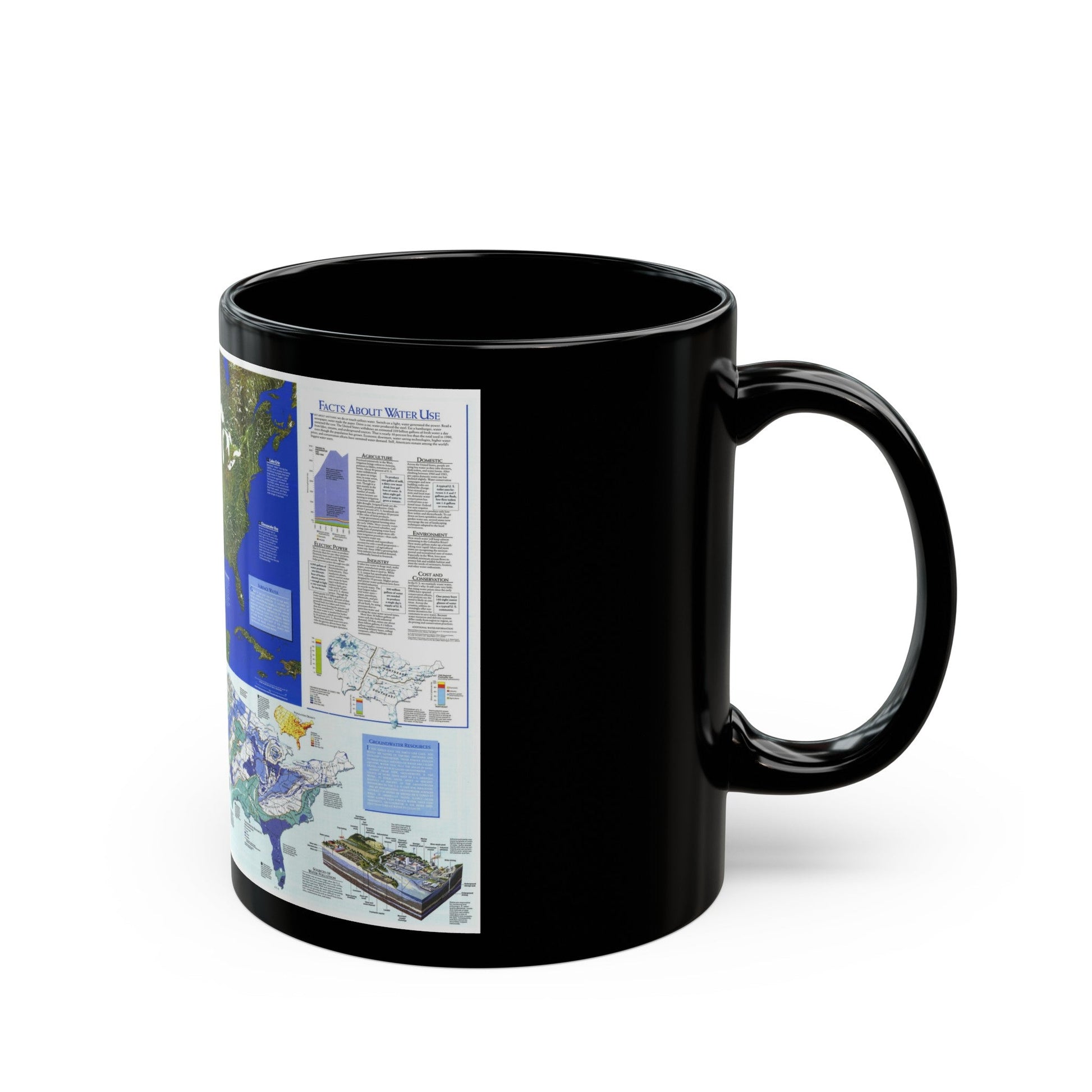 North America - Water- Precious Resource (1993) (Map) Black Coffee Mug-The Sticker Space