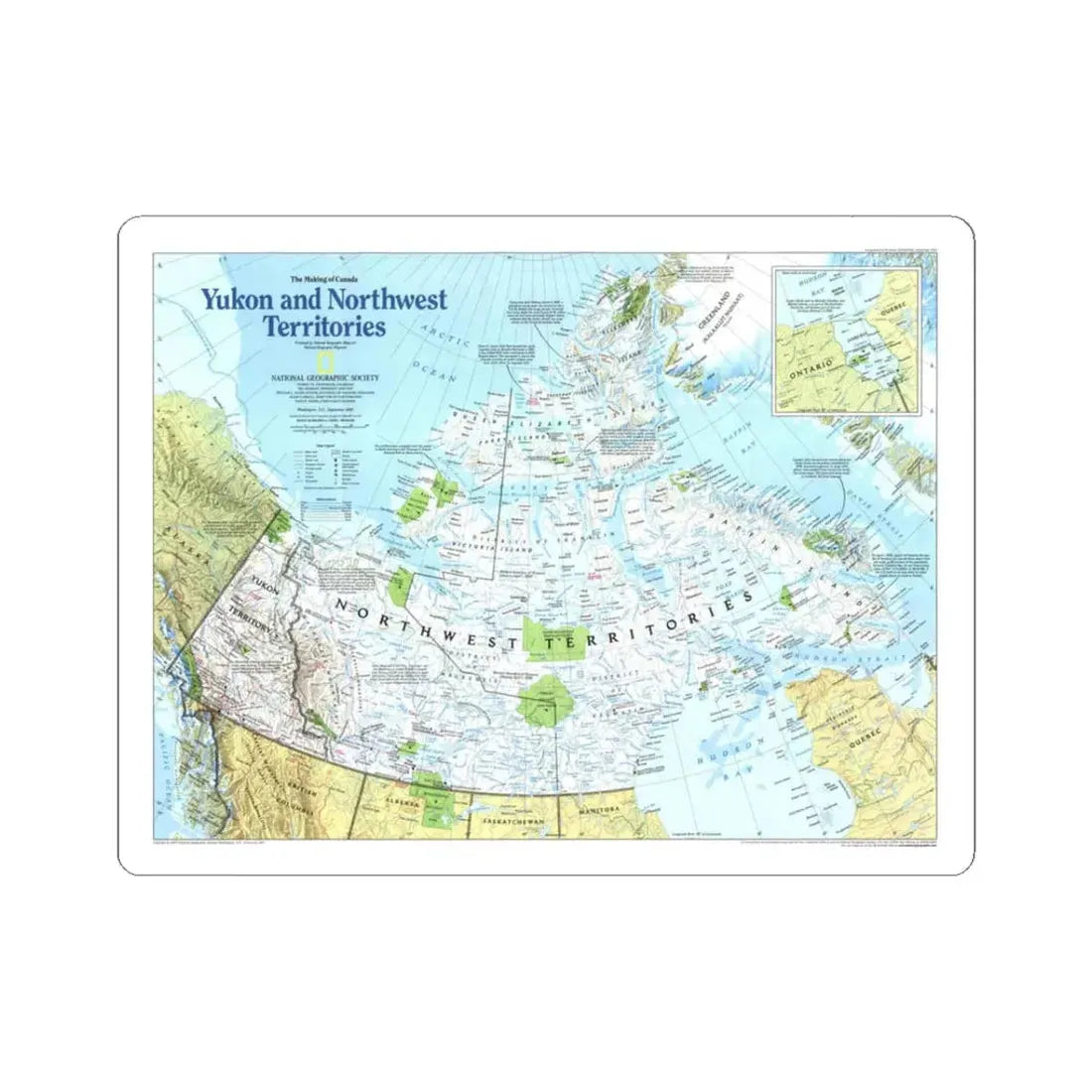 North America - Yukon and Northwest Territories (1997) (Map) STICKER Vinyl Kiss-Cut Decal 3 Inch White - The Sticker Space
