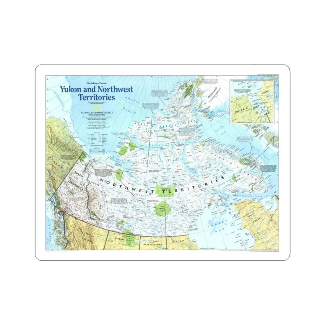 North America - Yukon and Northwest Territories (1997) (Map) STICKER Vinyl Kiss-Cut Decal 4 Inch White - The Sticker Space