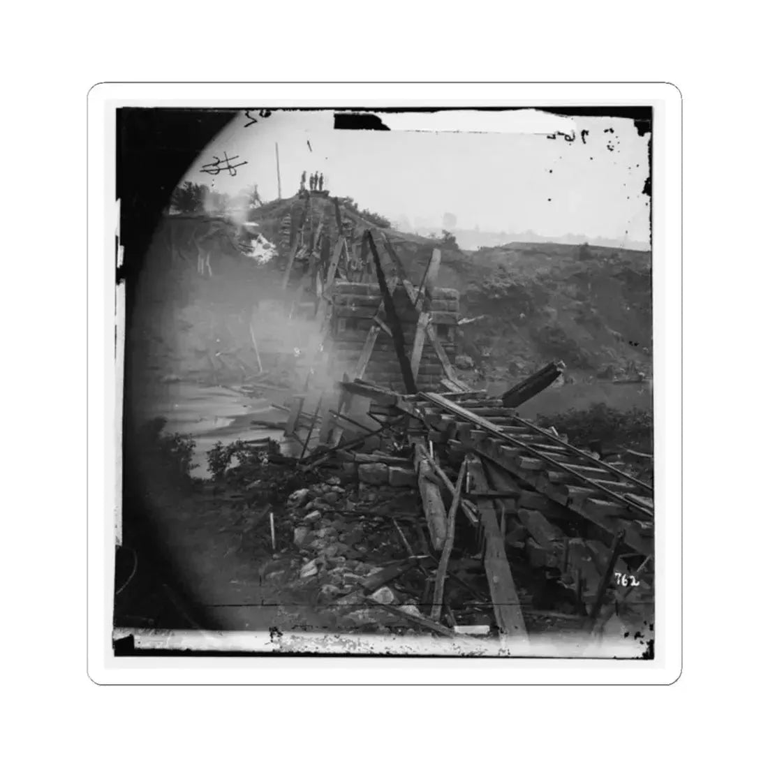 North Anna River, Va. Destroyed Bridge of the Richmond and Fredericksburg Railroad (U.S. Civil War) STICKER Vinyl Kiss-Cut Decal 2 Inch White - The Sticker Space