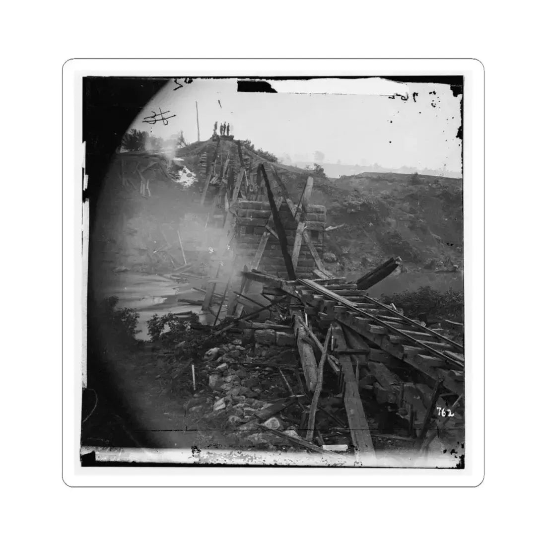 North Anna River, Va. Destroyed Bridge of the Richmond and Fredericksburg Railroad (U.S. Civil War) STICKER Vinyl Kiss-Cut Decal 6 Inch White - The Sticker Space