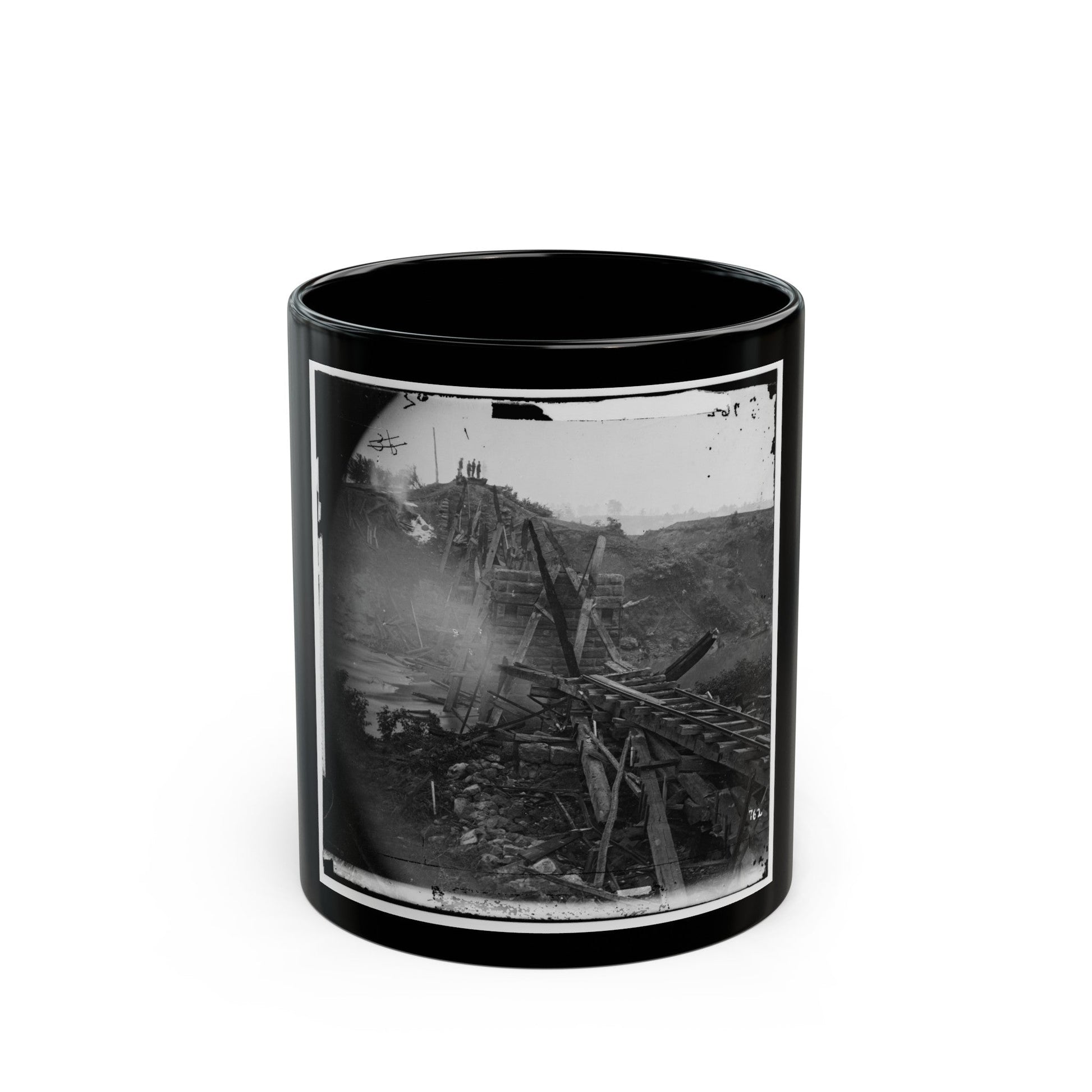 North Anna River, Va. Destroyed Bridge Of The Richmond And Fredericksburg Railroad (U.S. Civil War) Black Coffee Mug-11oz-The Sticker Space