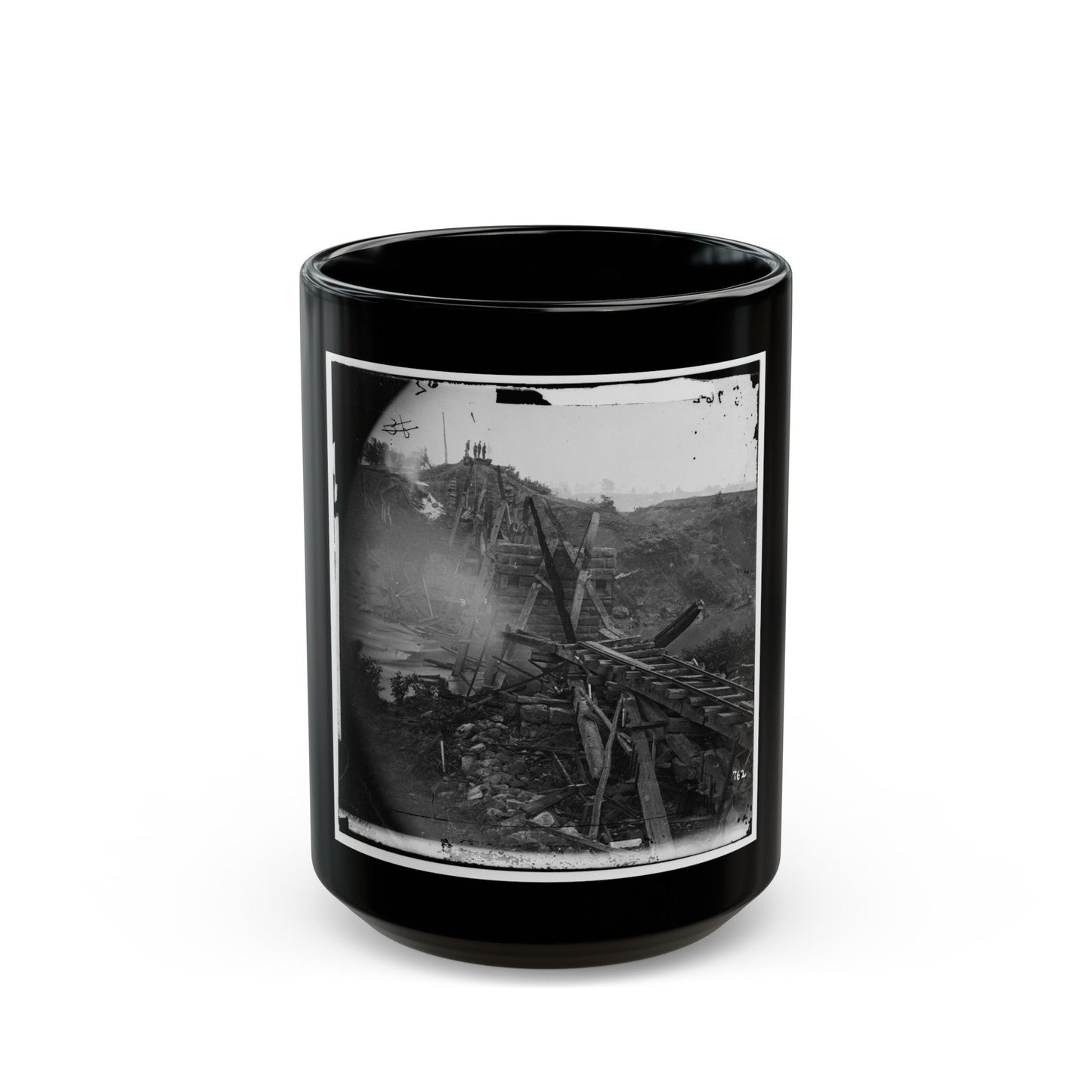 North Anna River, Va. Destroyed Bridge Of The Richmond And Fredericksburg Railroad (U.S. Civil War) Black Coffee Mug-15oz-The Sticker Space