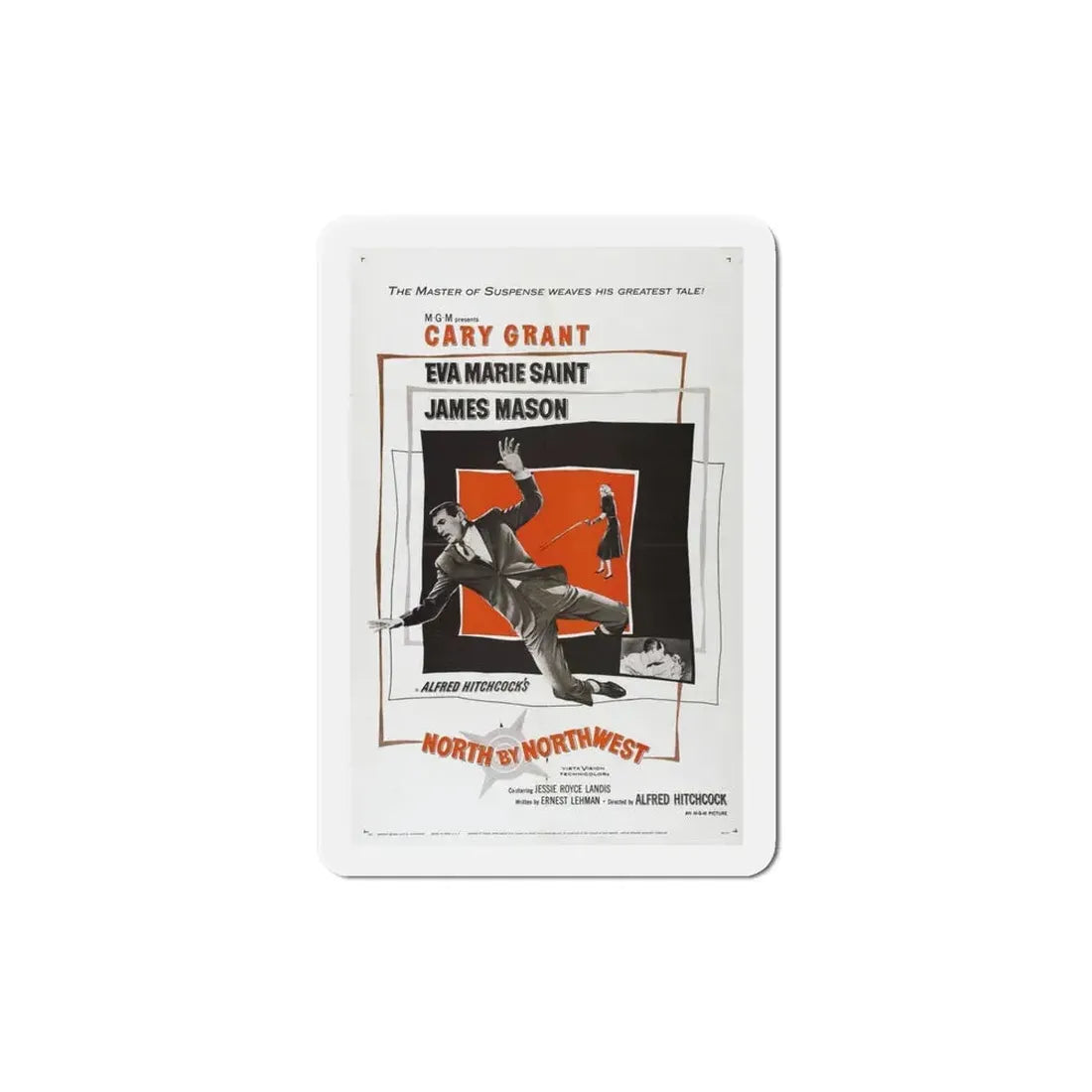 North by Northwest 1959 Movie Poster Refrigerator Magnet 5 Inch - The Sticker Space