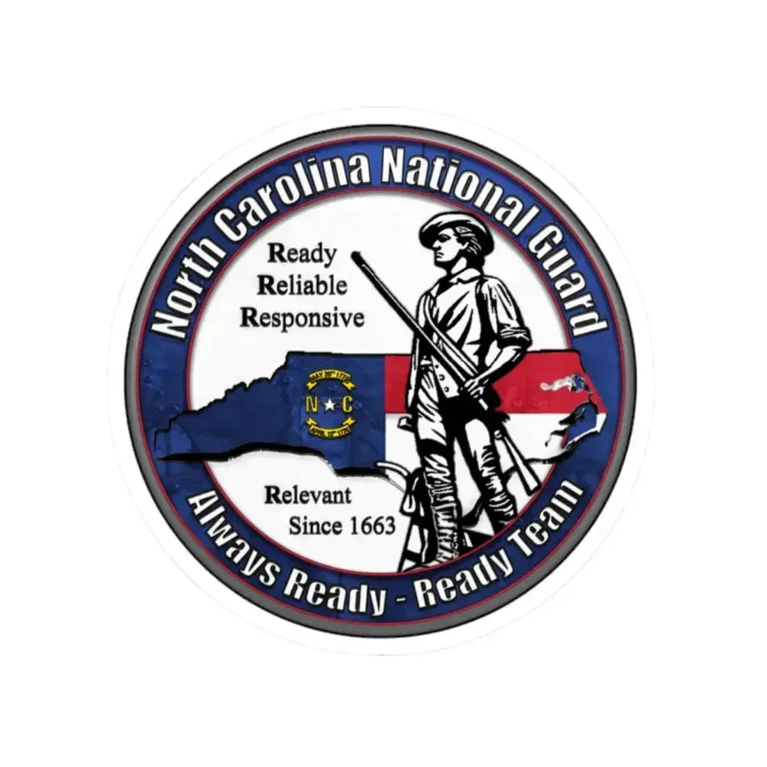 North Carolina National Guard - STICKER Vinyl Kiss-Cut Decal 2 Inch White - The Sticker Space