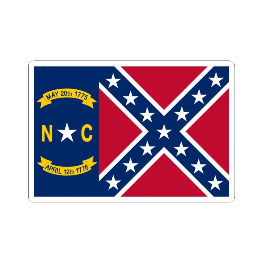 North Carolina Rebel Flag (United States) STICKER Vinyl Kiss-Cut Decal 2 Inch White - The Sticker Space