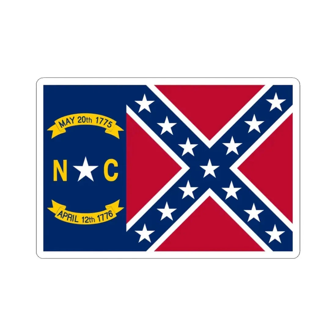 North Carolina Rebel Flag (United States) STICKER Vinyl Kiss-Cut Decal 3 Inch White - The Sticker Space