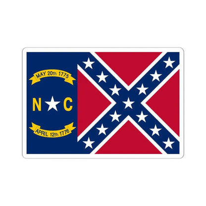 North Carolina Rebel Flag (United States) STICKER Vinyl Kiss-Cut Decal 6 Inch White - The Sticker Space