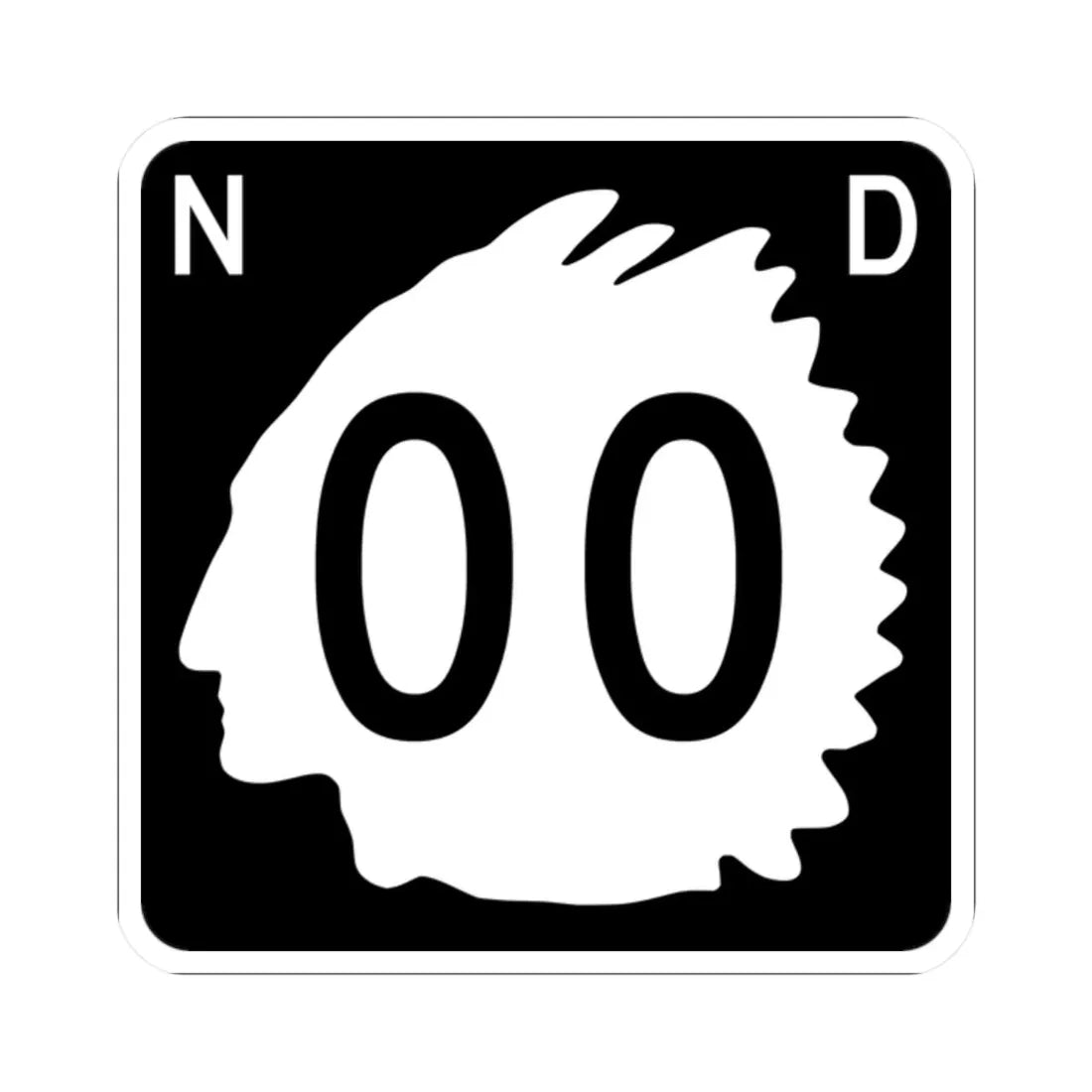 North Dakota 00 template (North Dakota) (Road Sign) STICKER Vinyl Kiss-Cut Decal 2 Inch White - The Sticker Space