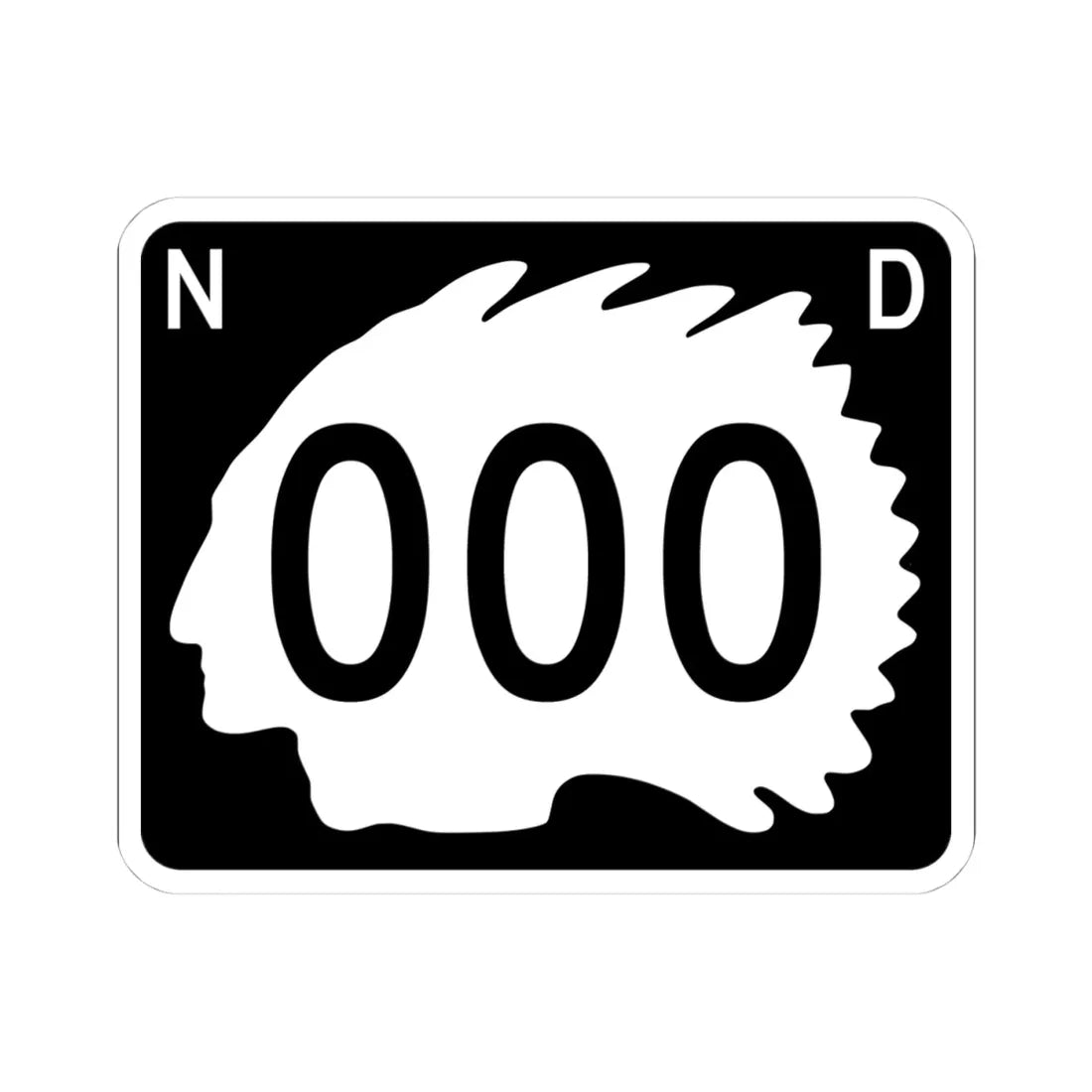 North Dakota 000 template (North Dakota) (Road Sign) STICKER Vinyl Kiss-Cut Decal 4 Inch White - The Sticker Space