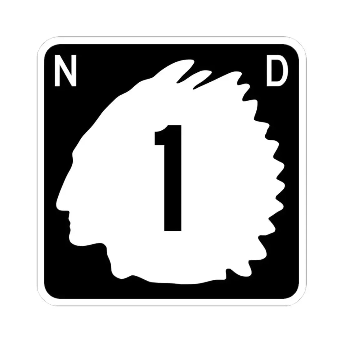 North Dakota 1 (North Dakota) (Road Sign) STICKER Vinyl Kiss-Cut Decal 3 Inch White - The Sticker Space