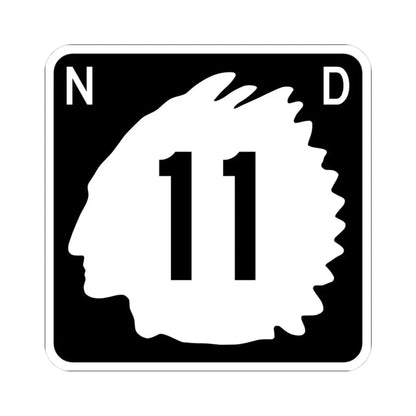 North Dakota 11 (North Dakota) (Road Sign) STICKER Vinyl Kiss-Cut Decal 3 Inch White - The Sticker Space