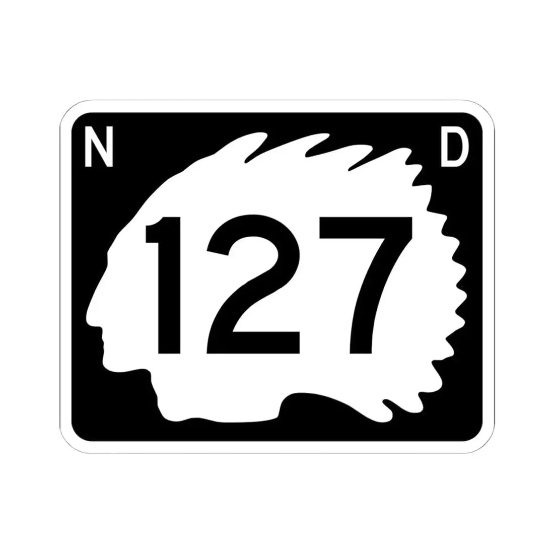 North Dakota 127 (North Dakota) (Road Sign) STICKER Vinyl Kiss-Cut Decal 6 Inch White - The Sticker Space