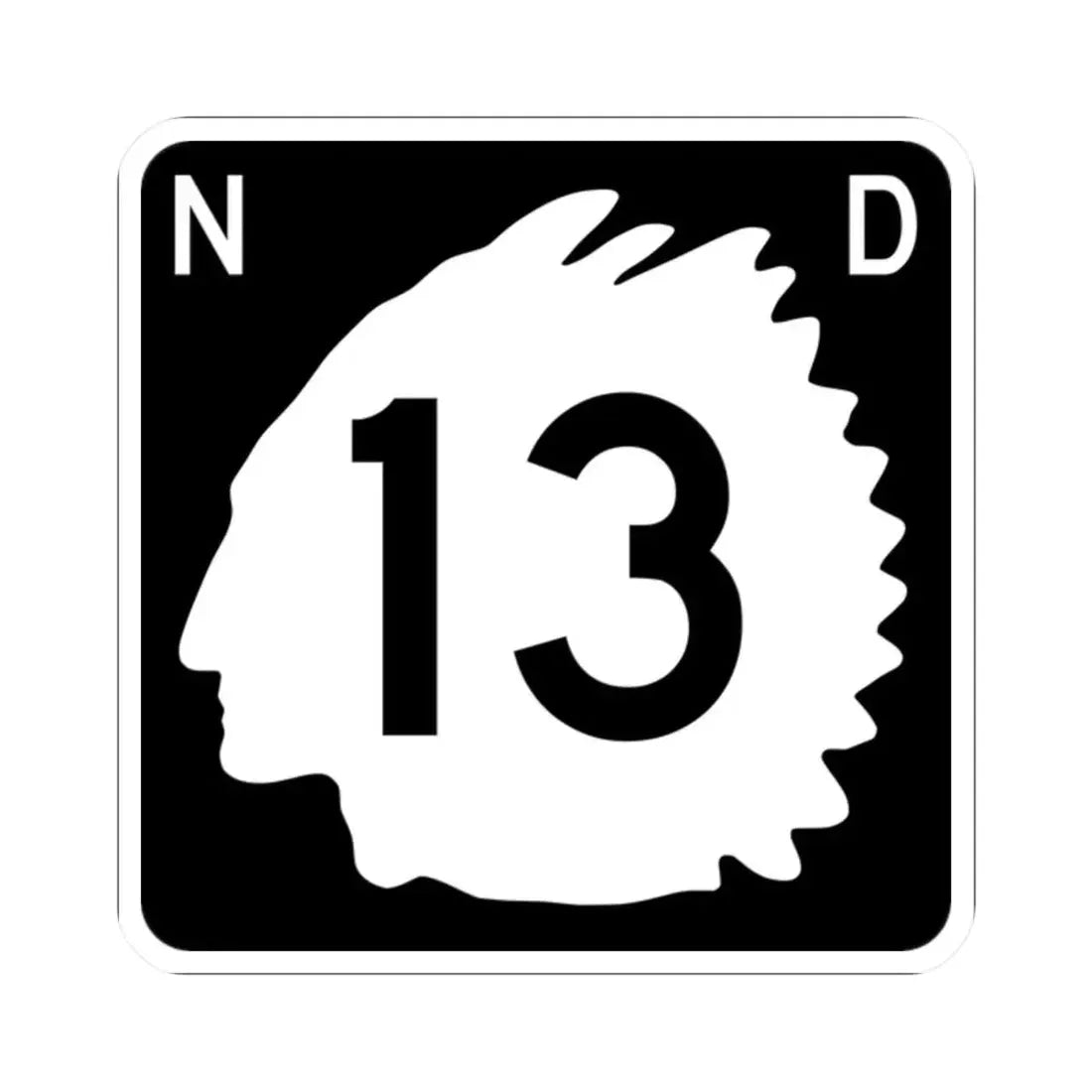 North Dakota 13 (North Dakota) (Road Sign) STICKER Vinyl Kiss-Cut Decal 2 Inch White - The Sticker Space