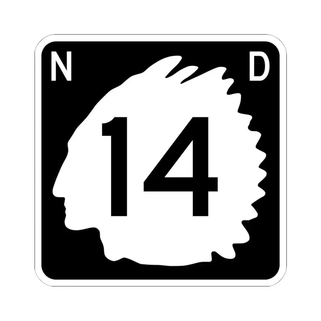 North Dakota 14 (North Dakota) (Road Sign) STICKER Vinyl Kiss-Cut Decal 6 Inch White - The Sticker Space