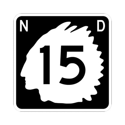 North Dakota 15 (North Dakota) (Road Sign) STICKER Vinyl Kiss-Cut Decal 3 Inch White - The Sticker Space