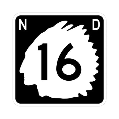 North Dakota 16 (North Dakota) (Road Sign) STICKER Vinyl Kiss-Cut Decal 4 Inch White - The Sticker Space