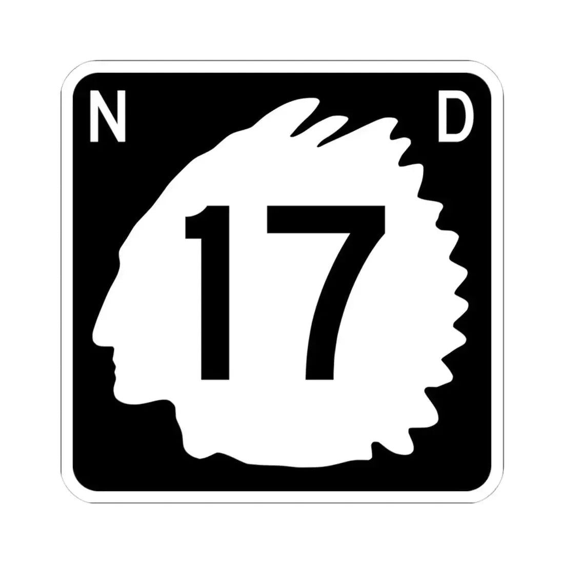 North Dakota 17 (North Dakota) (Road Sign) STICKER Vinyl Kiss-Cut Decal 4 Inch White - The Sticker Space