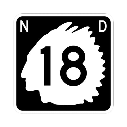 North Dakota 18 (North Dakota) (Road Sign) STICKER Vinyl Kiss-Cut Decal 2 Inch White - The Sticker Space