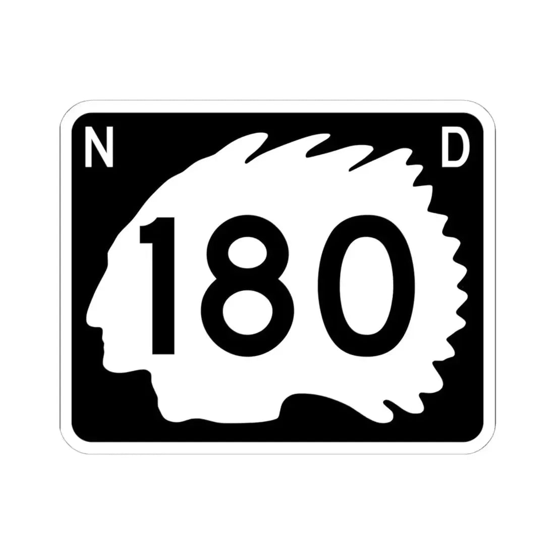 North Dakota 180 (North Dakota) (Road Sign) STICKER Vinyl Kiss-Cut Decal 6 Inch White - The Sticker Space