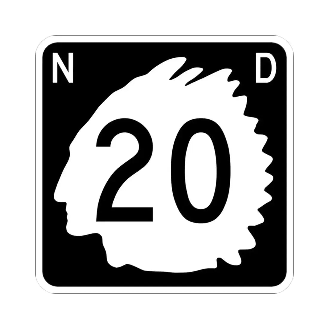 North Dakota 20 (North Dakota) (Road Sign) STICKER Vinyl Kiss-Cut Decal 3 Inch White - The Sticker Space