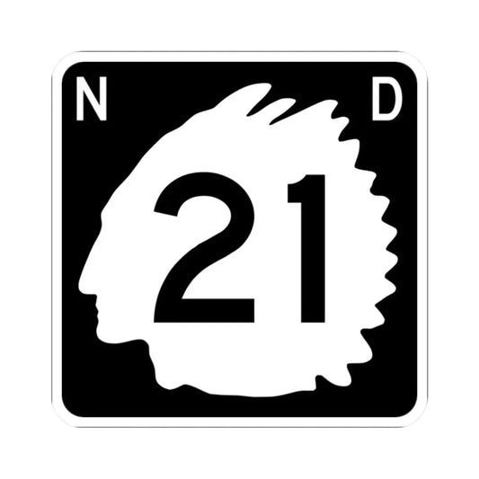 North Dakota 21 (North Dakota) (Road Sign) STICKER Vinyl Kiss-Cut Decal 2 Inch White - The Sticker Space