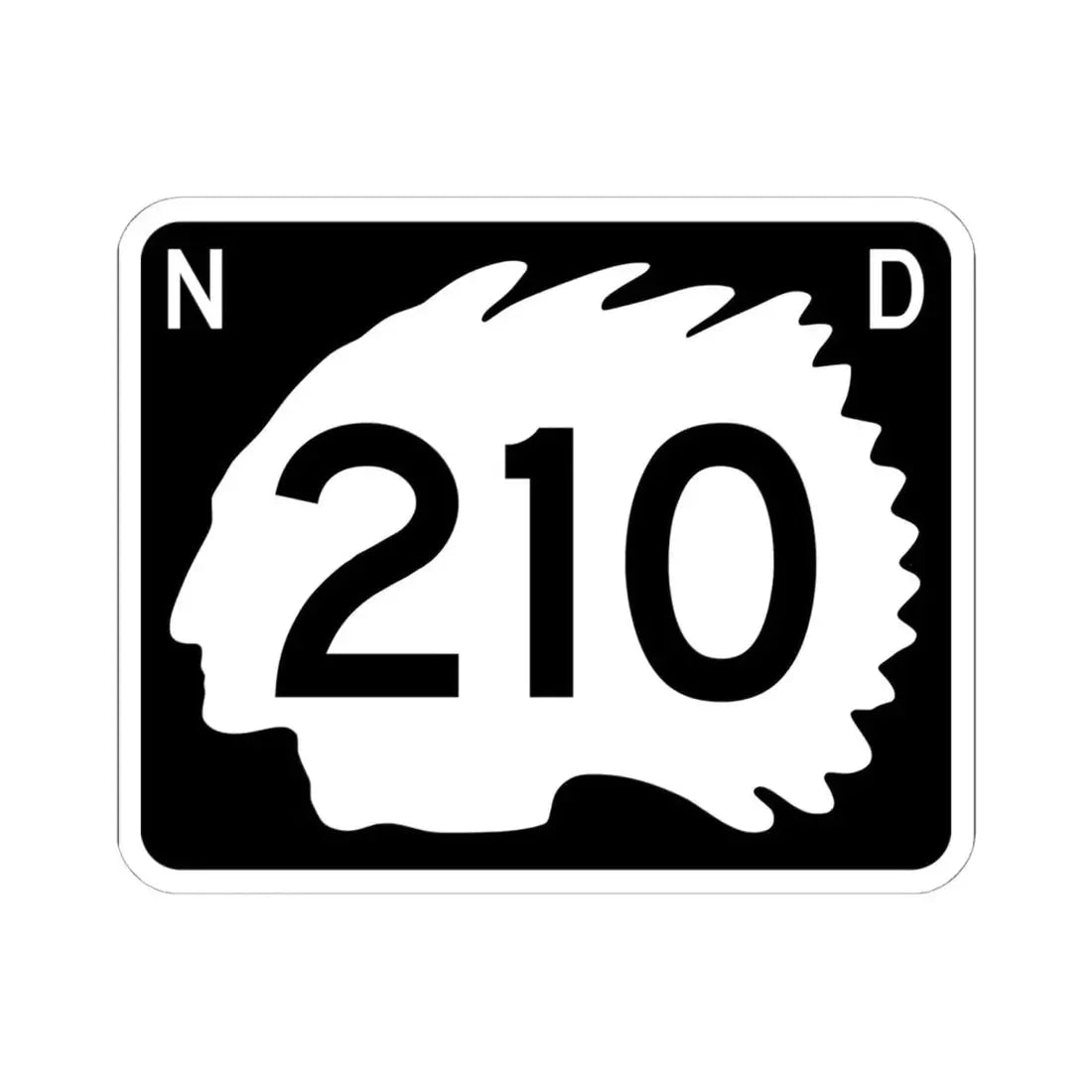 North Dakota 210 (North Dakota) (Road Sign) STICKER Vinyl Kiss-Cut Decal 6 Inch White - The Sticker Space