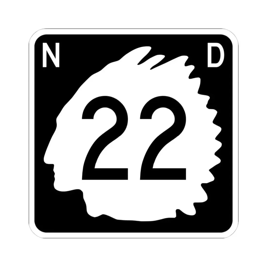 North Dakota 22 (North Dakota) (Road Sign) STICKER Vinyl Kiss-Cut Decal 4 Inch White - The Sticker Space