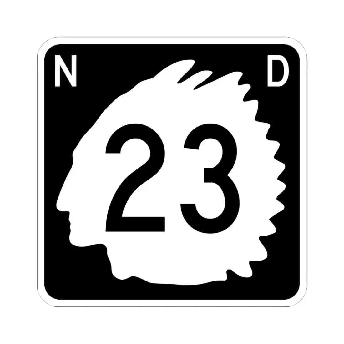 North Dakota 23 (North Dakota) (Road Sign) STICKER Vinyl Kiss-Cut Decal 4 Inch White - The Sticker Space