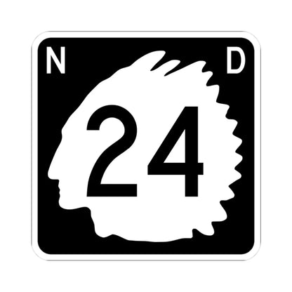 North Dakota 24 (North Dakota) (Road Sign) STICKER Vinyl Kiss-Cut Decal 3 Inch White - The Sticker Space
