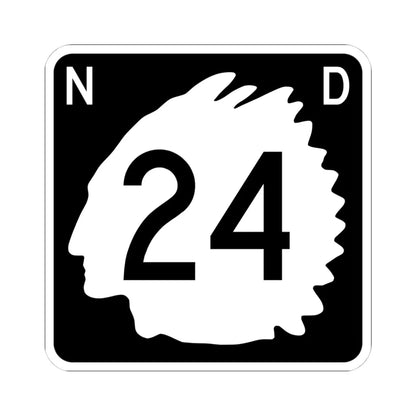 North Dakota 24 (North Dakota) (Road Sign) STICKER Vinyl Kiss-Cut Decal 4 Inch White - The Sticker Space