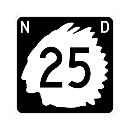 North Dakota 25 (North Dakota) (Road Sign) STICKER Vinyl Kiss-Cut Decal 3 Inch White - The Sticker Space