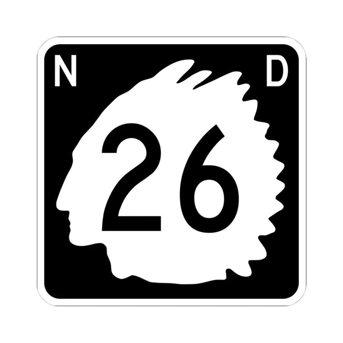 North Dakota 26 (North Dakota) (Road Sign) STICKER Vinyl Kiss-Cut Decal 4 Inch White - The Sticker Space