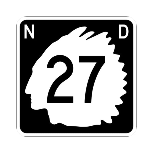 North Dakota 27 (North Dakota) (Road Sign) STICKER Vinyl Kiss-Cut Decal 2 Inch White - The Sticker Space