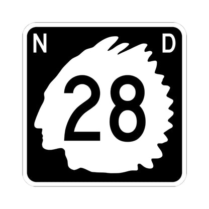 North Dakota 28 (North Dakota) (Road Sign) STICKER Vinyl Kiss-Cut Decal 4 Inch White - The Sticker Space