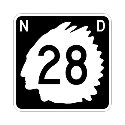 North Dakota 28 (North Dakota) (Road Sign) STICKER Vinyl Kiss-Cut Decal 6 Inch White - The Sticker Space