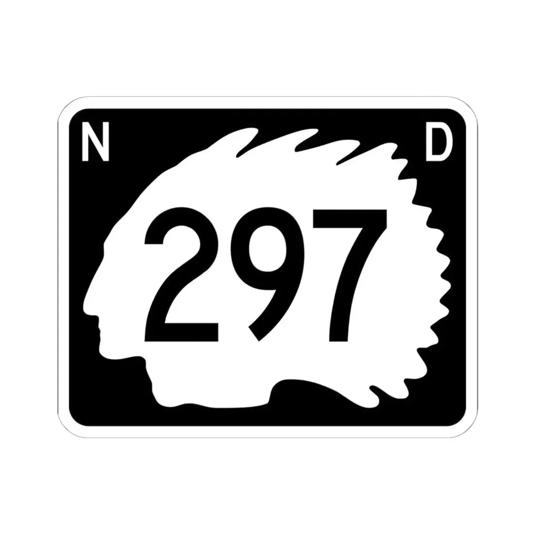 North Dakota 297 (North Dakota) (Road Sign) STICKER Vinyl Kiss-Cut Decal 6 Inch White - The Sticker Space