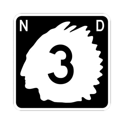 North Dakota 3 (North Dakota) (Road Sign) STICKER Vinyl Kiss-Cut Decal 3 Inch White - The Sticker Space