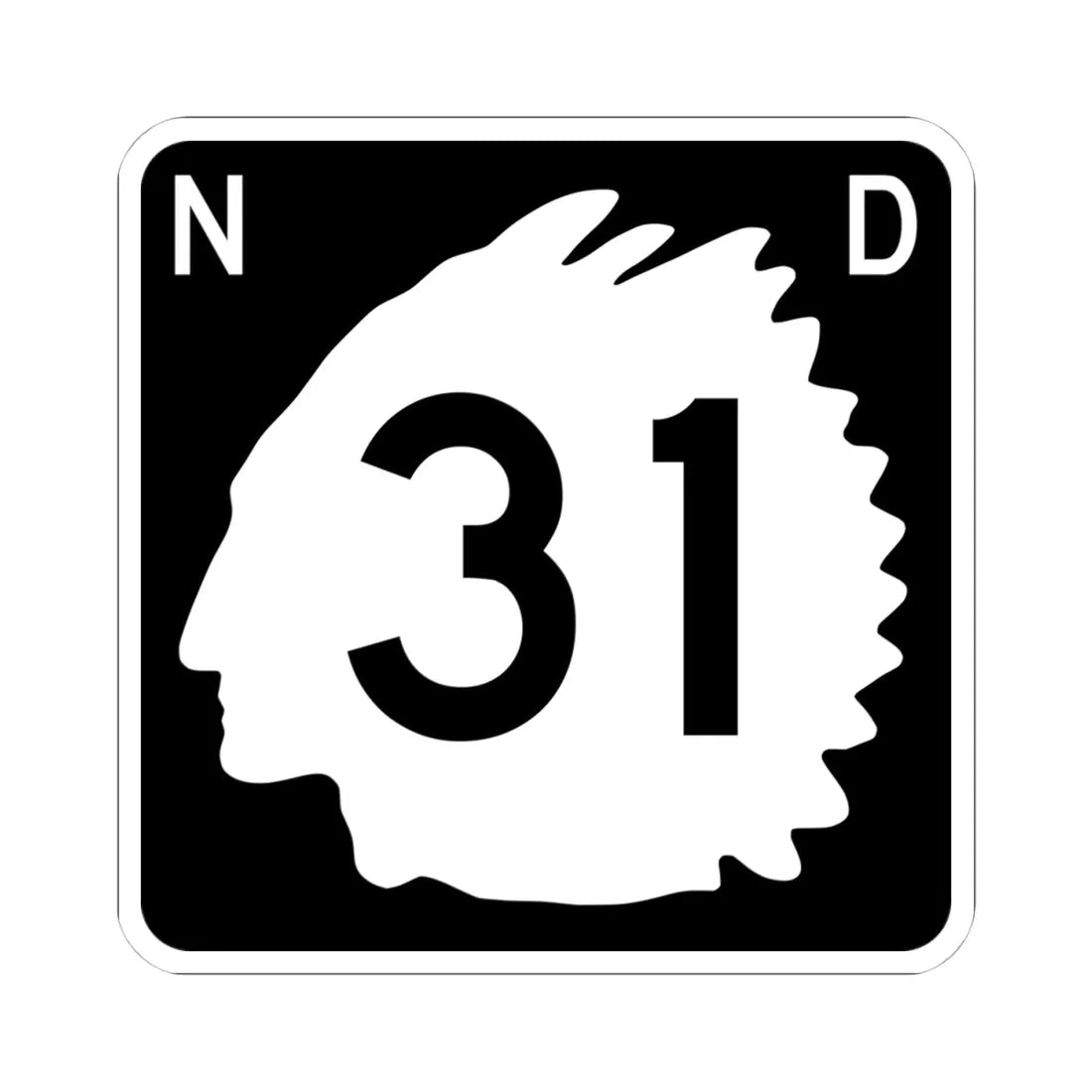 North Dakota 31 (North Dakota) (Road Sign) STICKER Vinyl Kiss-Cut Decal 4 Inch White - The Sticker Space