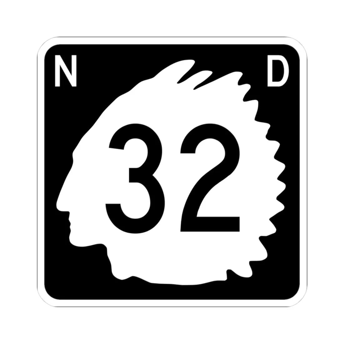 North Dakota 32 (North Dakota) (Road Sign) STICKER Vinyl Kiss-Cut Decal 3 Inch White - The Sticker Space