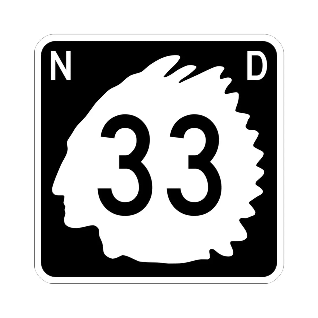 North Dakota 33 (North Dakota) (Road Sign) STICKER Vinyl Kiss-Cut Decal 4 Inch White - The Sticker Space