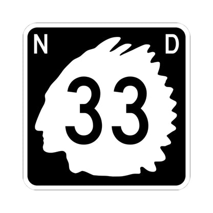 North Dakota 33 (North Dakota) (Road Sign) STICKER Vinyl Kiss-Cut Decal 4 Inch White - The Sticker Space
