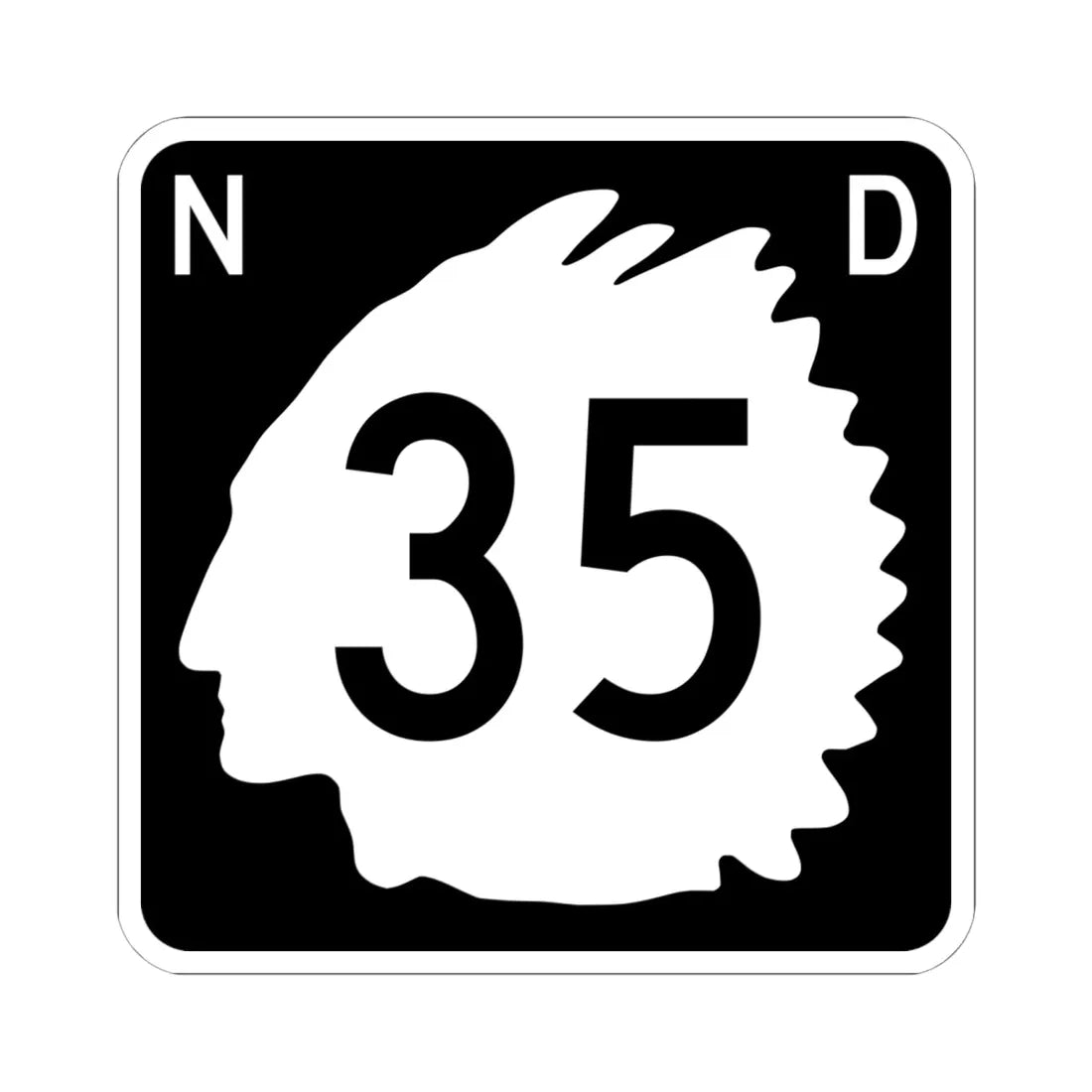 North Dakota 35 (North Dakota) (Road Sign) STICKER Vinyl Kiss-Cut Decal 6 Inch White - The Sticker Space