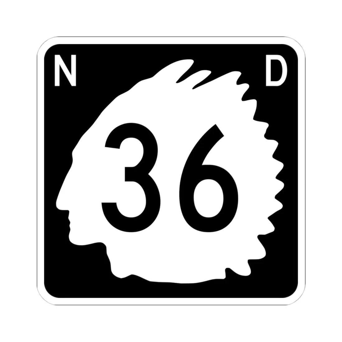 North Dakota 36 (North Dakota) (Road Sign) STICKER Vinyl Kiss-Cut Decal 4 Inch White - The Sticker Space