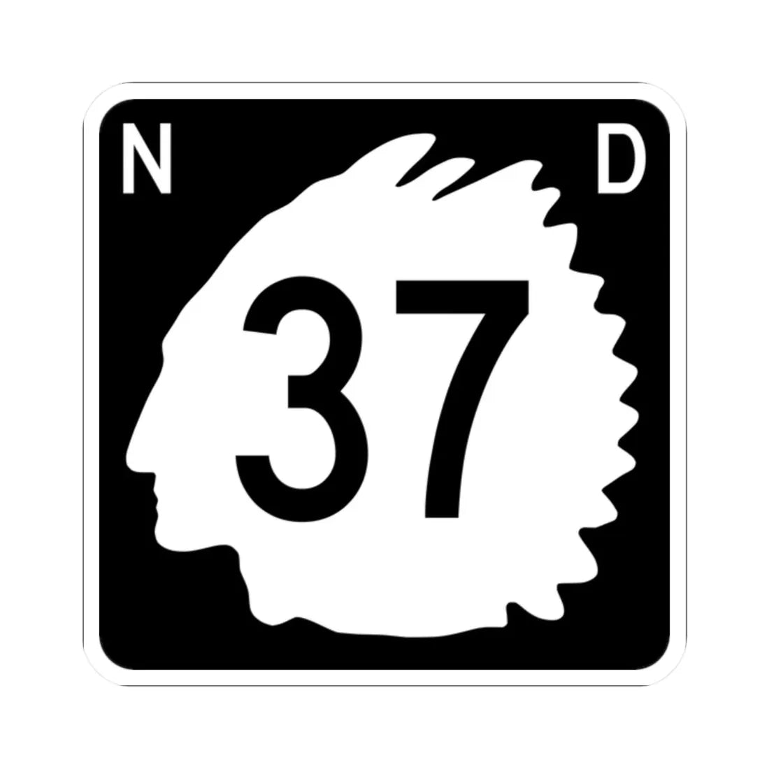 North Dakota 37 (North Dakota) (Road Sign) STICKER Vinyl Kiss-Cut Decal 2 Inch White - The Sticker Space