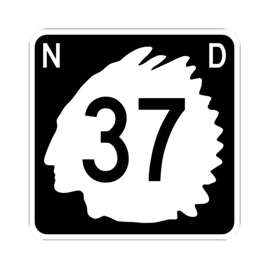 North Dakota 37 (North Dakota) (Road Sign) STICKER Vinyl Kiss-Cut Decal 2 Inch White - The Sticker Space