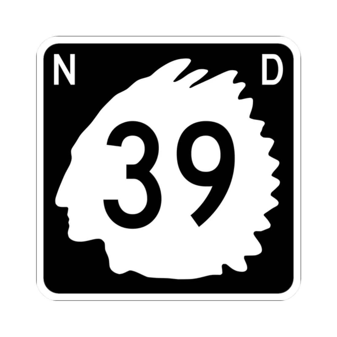 North Dakota 39 (North Dakota) (Road Sign) STICKER Vinyl Kiss-Cut Decal 2 Inch White - The Sticker Space
