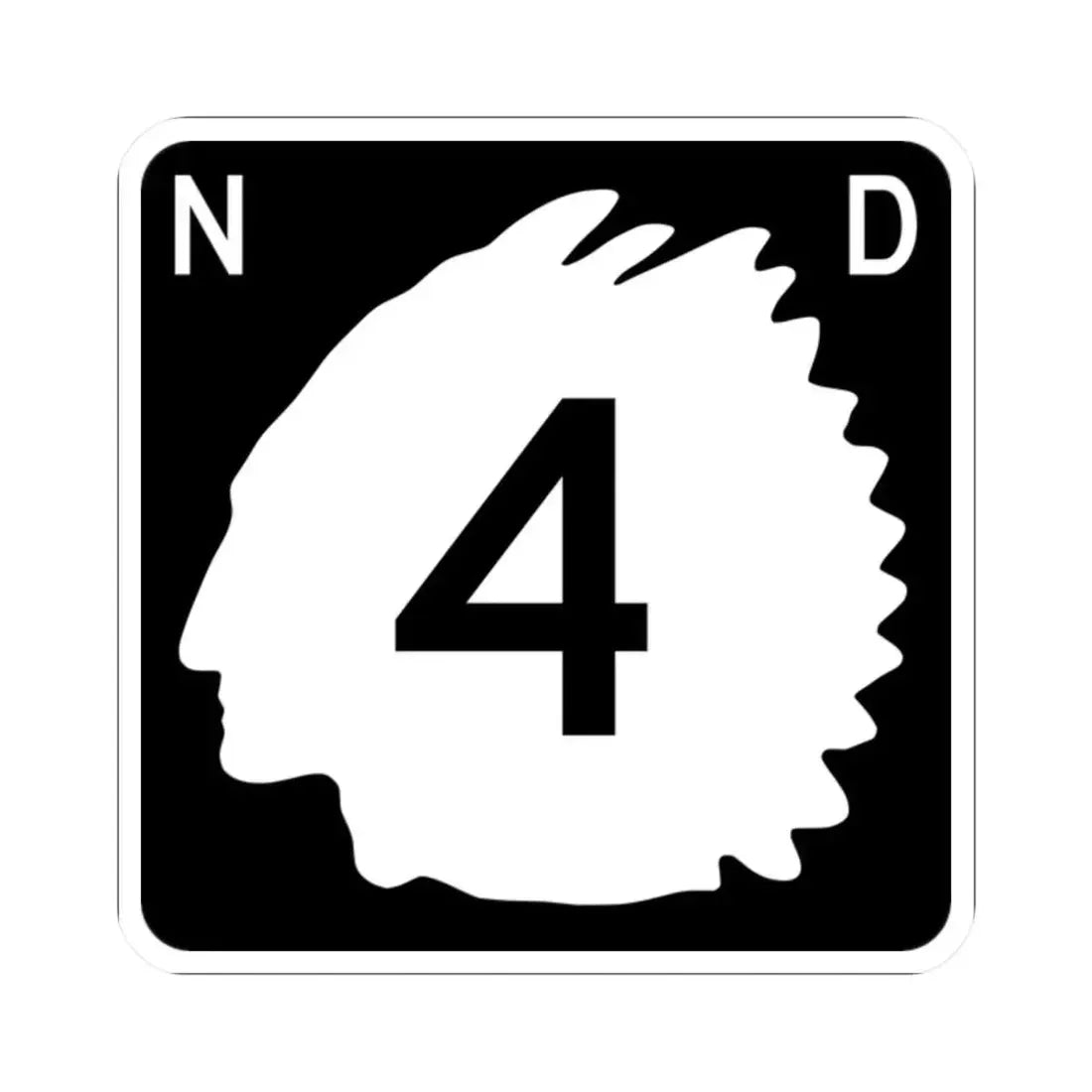 North Dakota 4 (North Dakota) (Road Sign) STICKER Vinyl Kiss-Cut Decal 2 Inch White - The Sticker Space