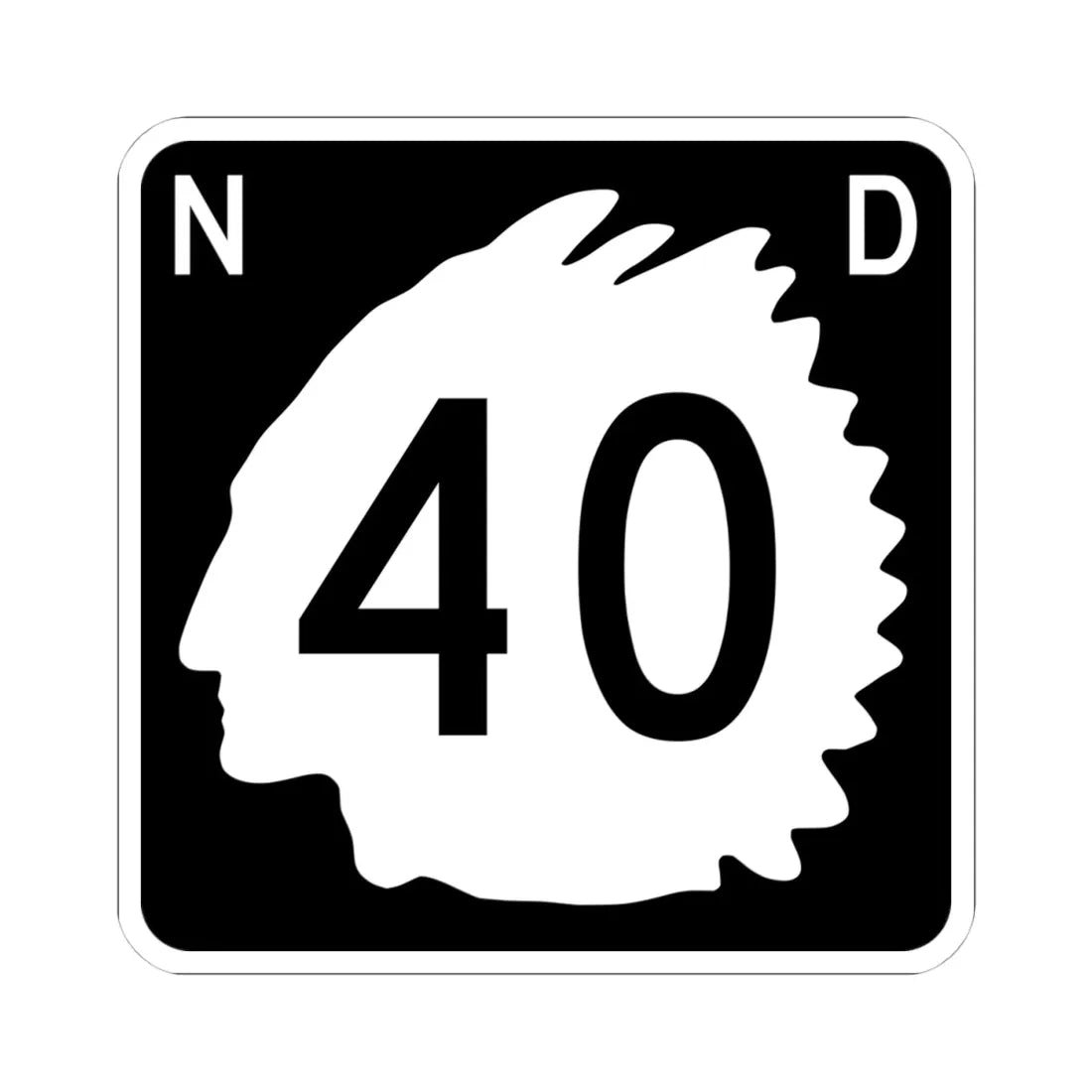North Dakota 40 (North Dakota) (Road Sign) STICKER Vinyl Kiss-Cut Decal 4 Inch White - The Sticker Space